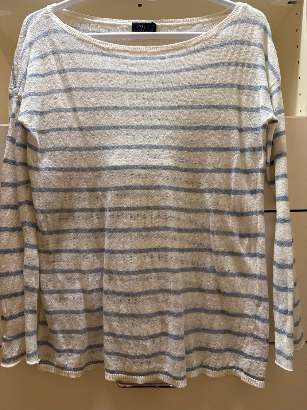 Polo by Ralph Lauren White and Light Blue Striped Long-Sleeve Top